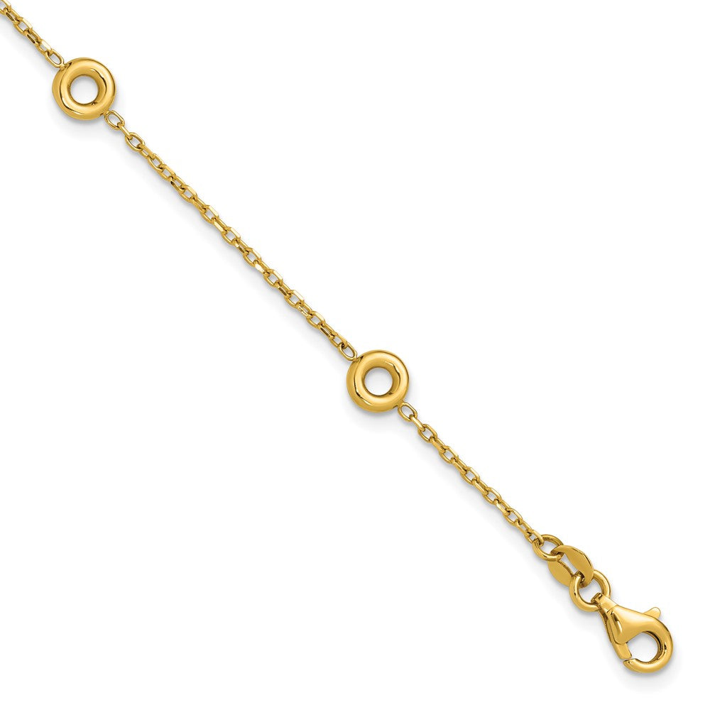 14K Polished Circle Station with .5in Ext. Bracelet
