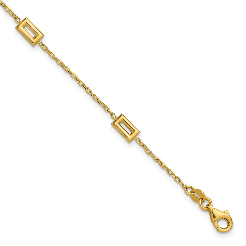 14K Polished Rectangle Station with .5in Ext. Bracelet