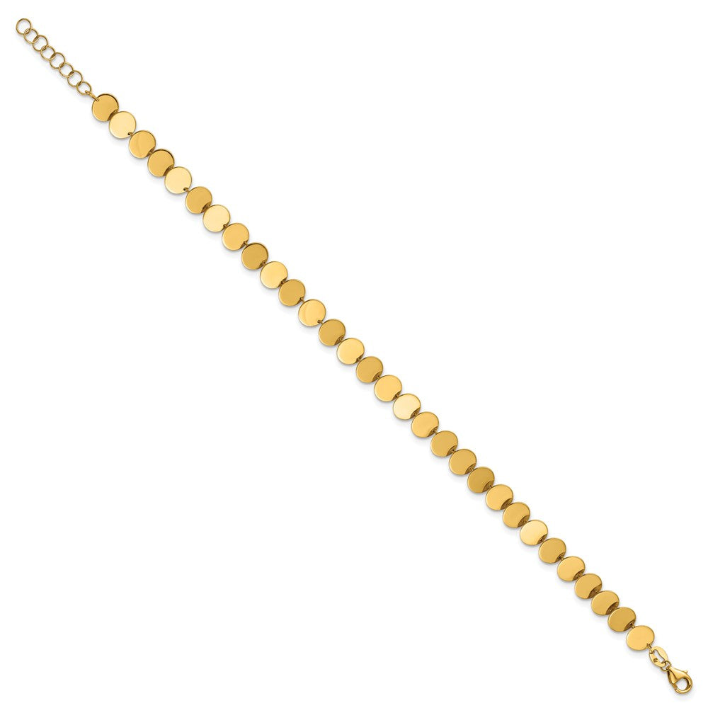 14K Polished Fancy Circle Disc with 1in ext. Bracelet