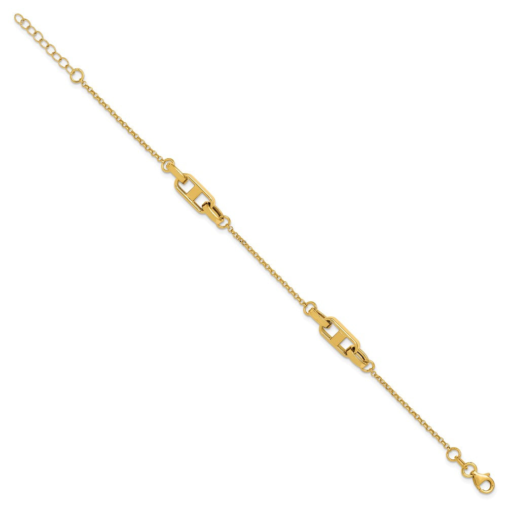14K Polished Fancy Link with 1in ext. Bracelet