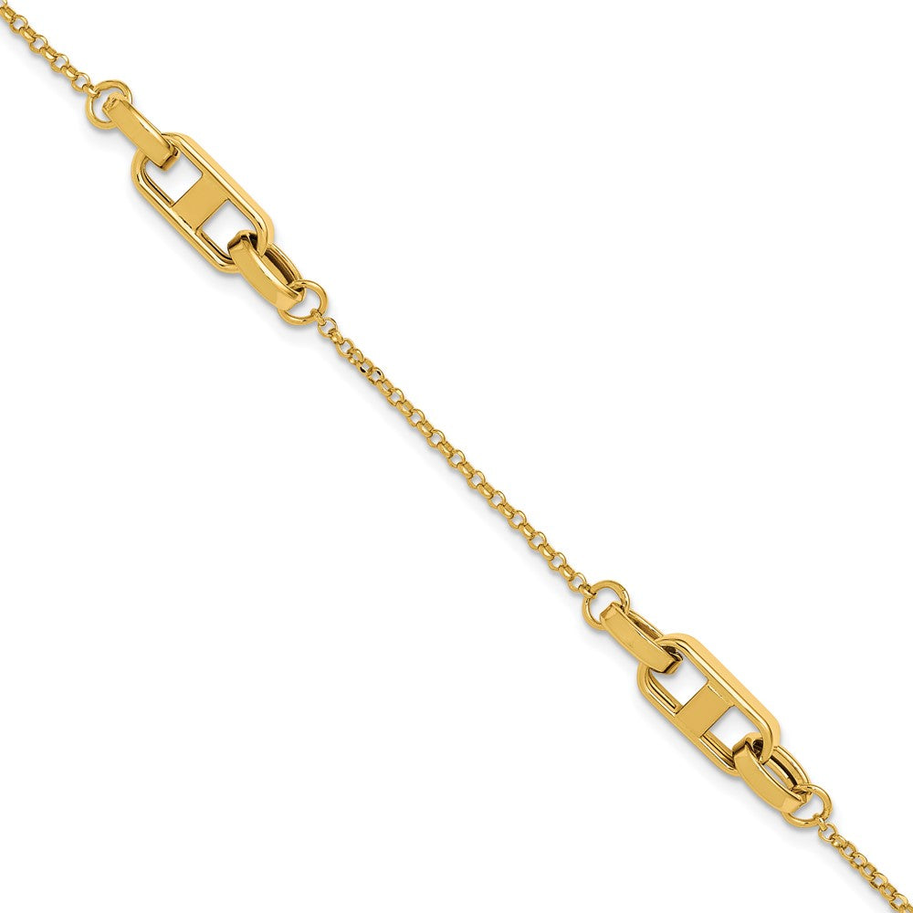 14K Polished Fancy Link with 1in ext. Bracelet