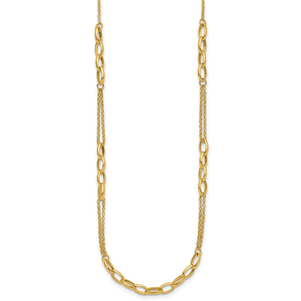 14K Polished Fancy Oval Link Necklace