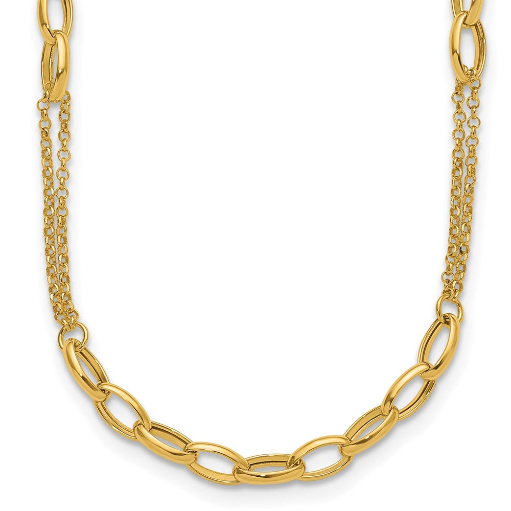 14K Polished Fancy Oval Link Necklace