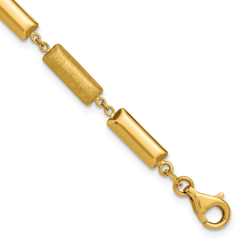 14K Polished and Brushed Fancy Bar Links with .5in ext. Bracelet
