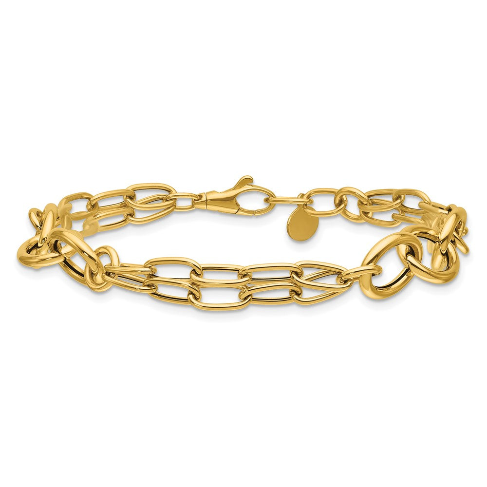 14K Polished Fancy 2-strand Link Bracelet