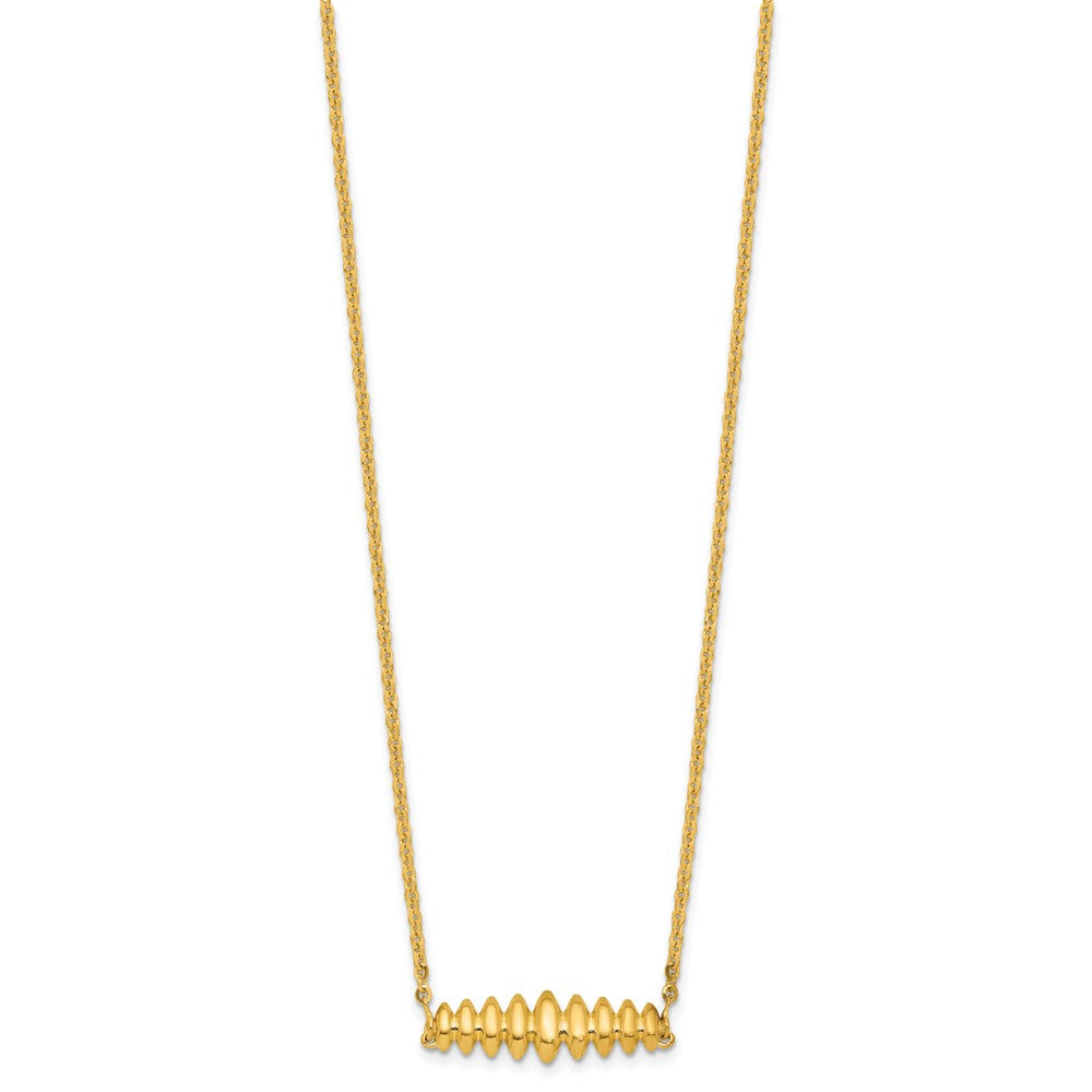 14K Polished Grooved Bar with 1in ext. Necklace