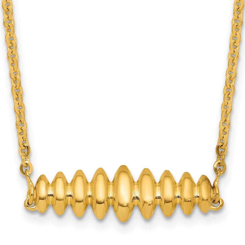 14K Polished Grooved Bar with 1in ext. Necklace