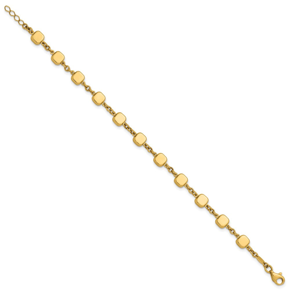 14K Polished Geometric Square with .5 in ext. Bracelet