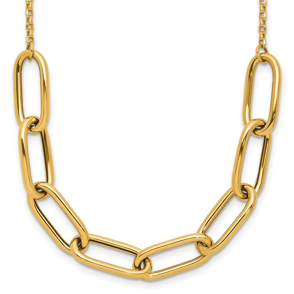 14K Polished Fancy Link with 1in ext. Necklace
