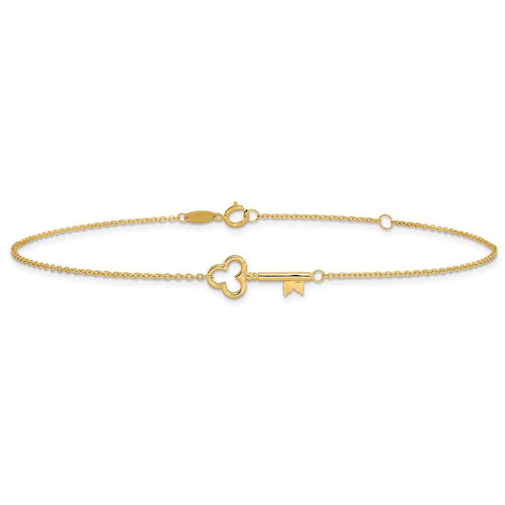 14K Polished Key with 1in ext. Anklet