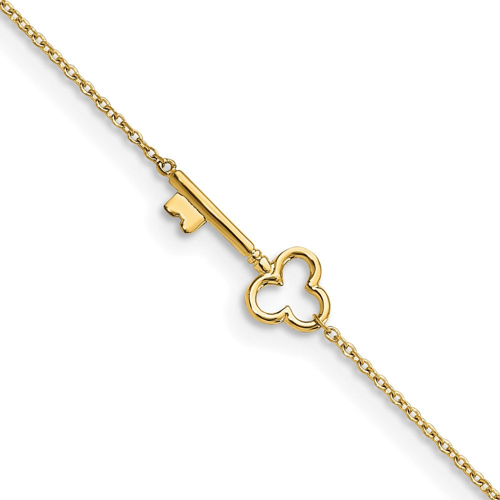 14K Polished Key with 1in ext. Anklet