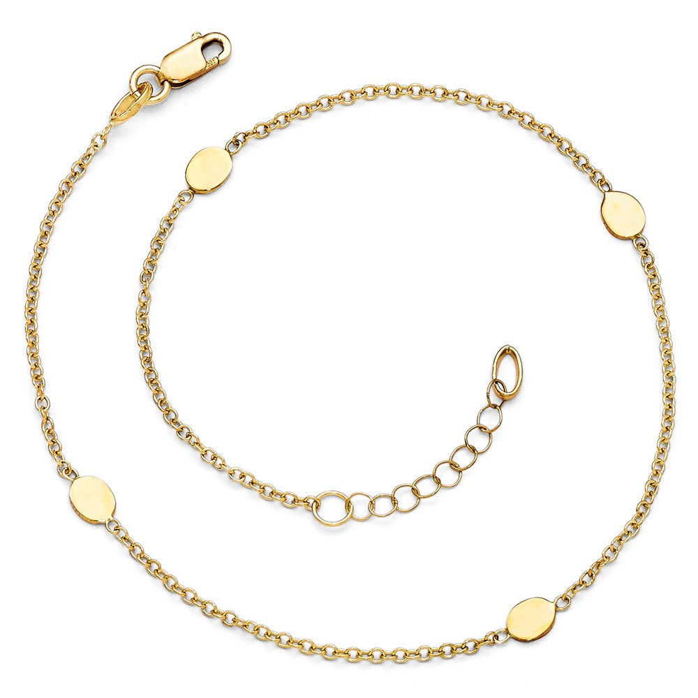 14K Polished with 1in ext. Anklet