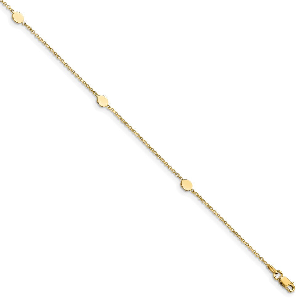 14K Polished with 1in ext. Anklet