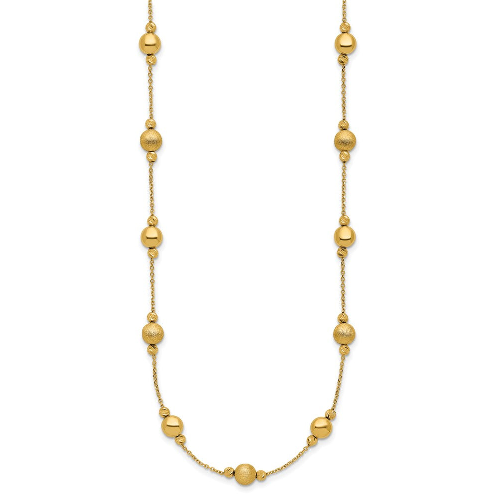14K Diamond-cut Scratch Finish Polished Necklace