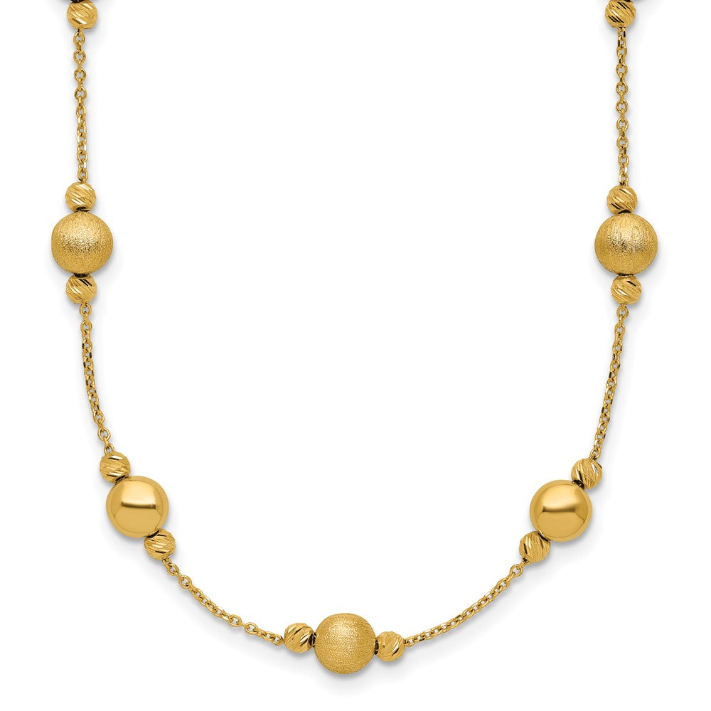 14K Diamond-cut Scratch Finish Polished Necklace