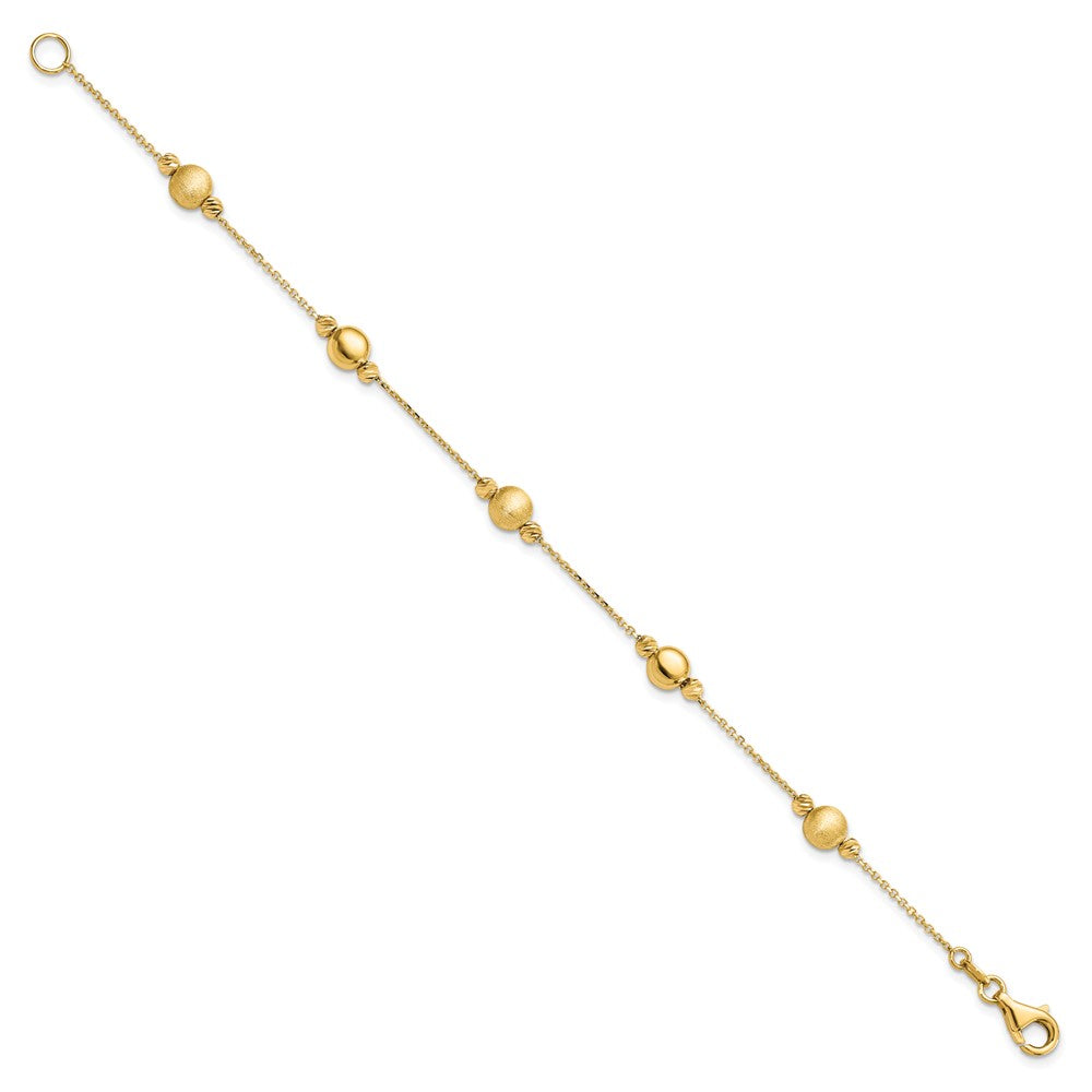 14K Diamond-cut Scratch Finish Polished Bracelet