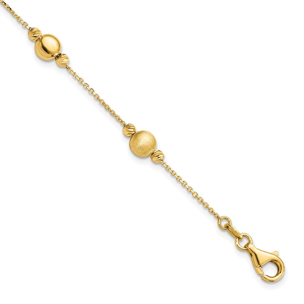 14K Diamond-cut Scratch Finish Polished Bracelet