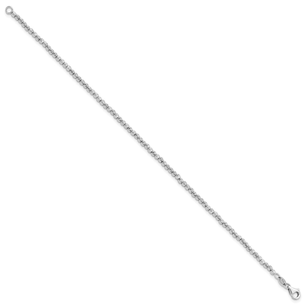 14K White Gold Diamond-cut Beaded Bracelet