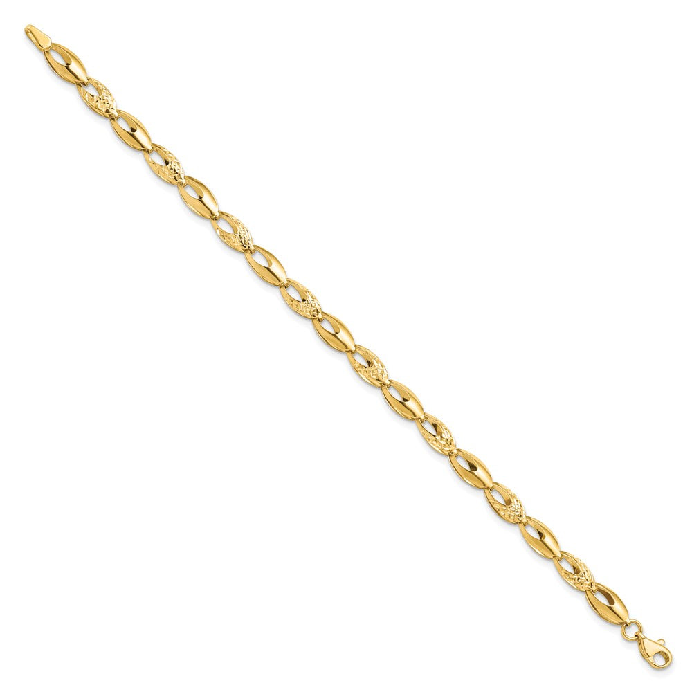 14K Polished and Diamond-cut Bracelet