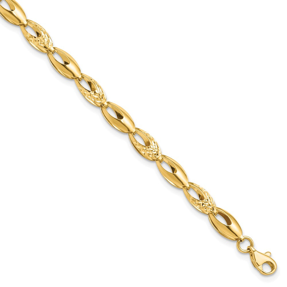 14K Polished and Diamond-cut Bracelet