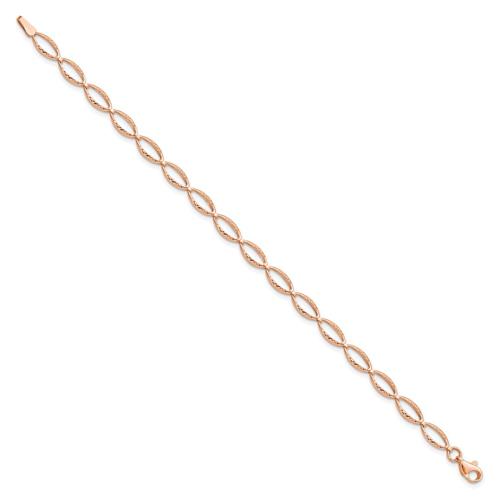 14K Rose Gold Polished and Diamond-cut Bracelet