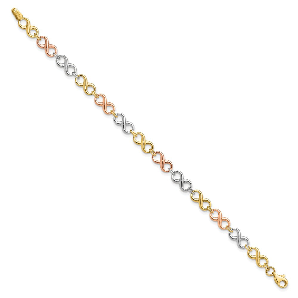 14K Tri-color Polished Infinity Bracelet