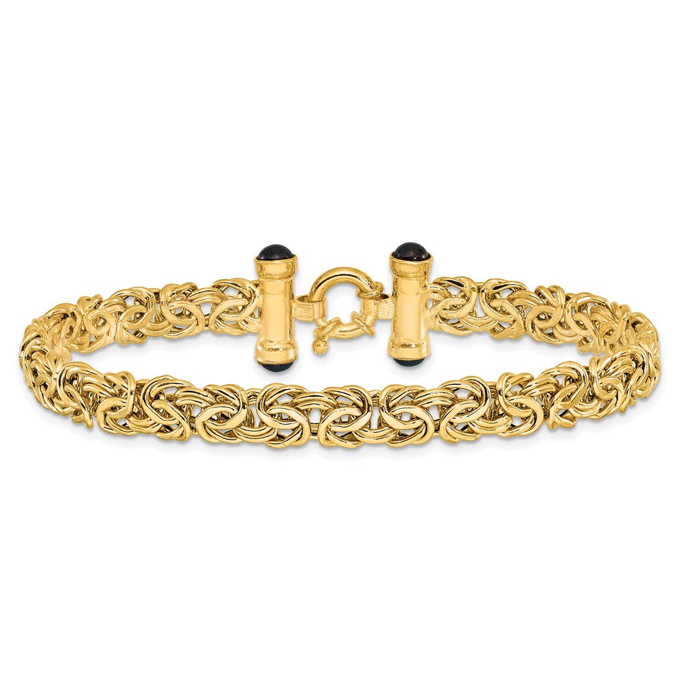 14K Polished Fancy Link with Black Onyx Bracelet