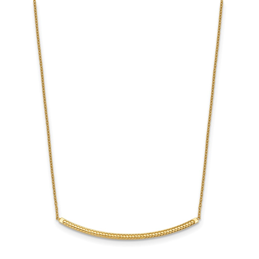14K Polished Diamond-cut with 2in ext. Bar Necklace