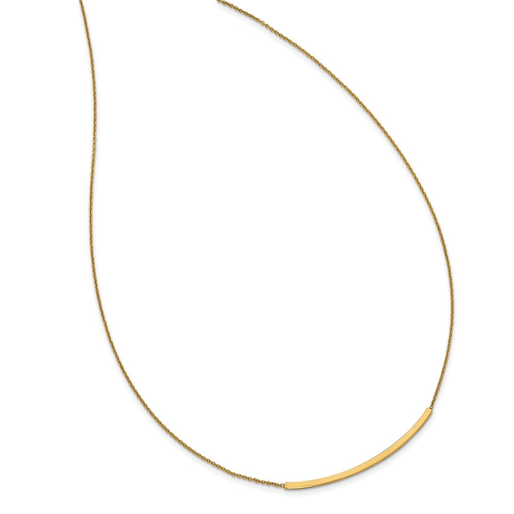 14K Polished Diamond-cut with 2in ext. Bar Necklace