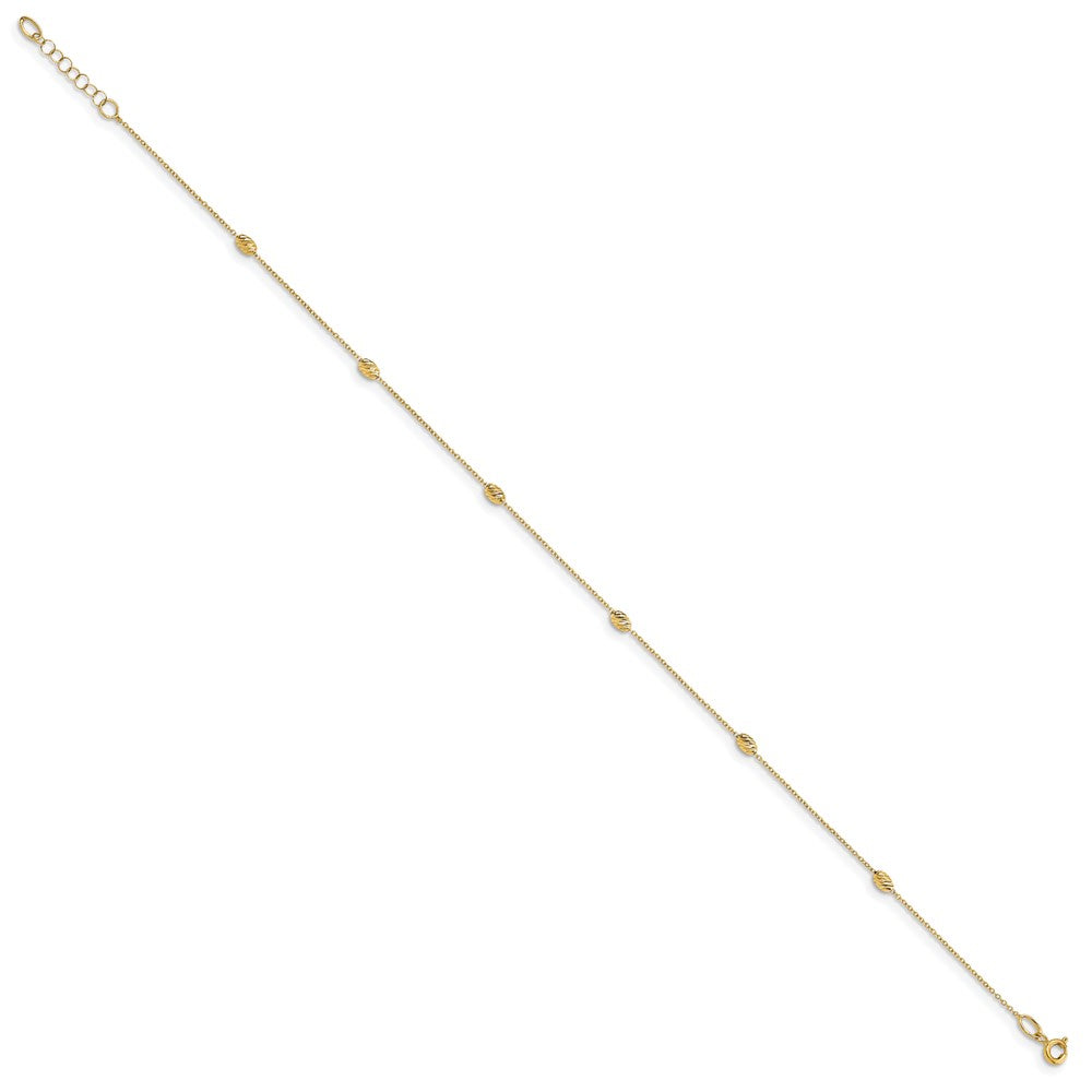 14K Polished and Diamond-cut with 1in ext. Anklet