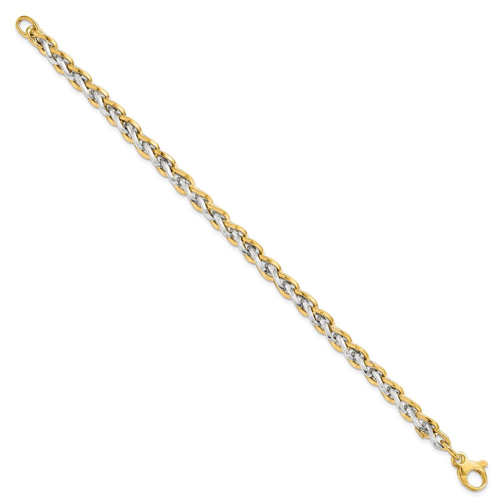 14K Two-tone Polished Fancy Link with .5in ext. Bracelet