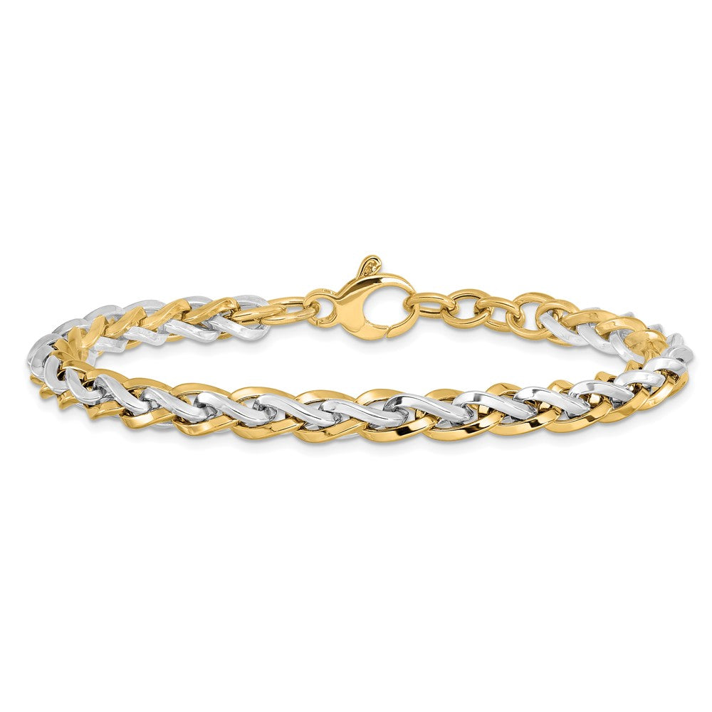 14K Two-tone Polished Fancy Link with .5in ext. Bracelet
