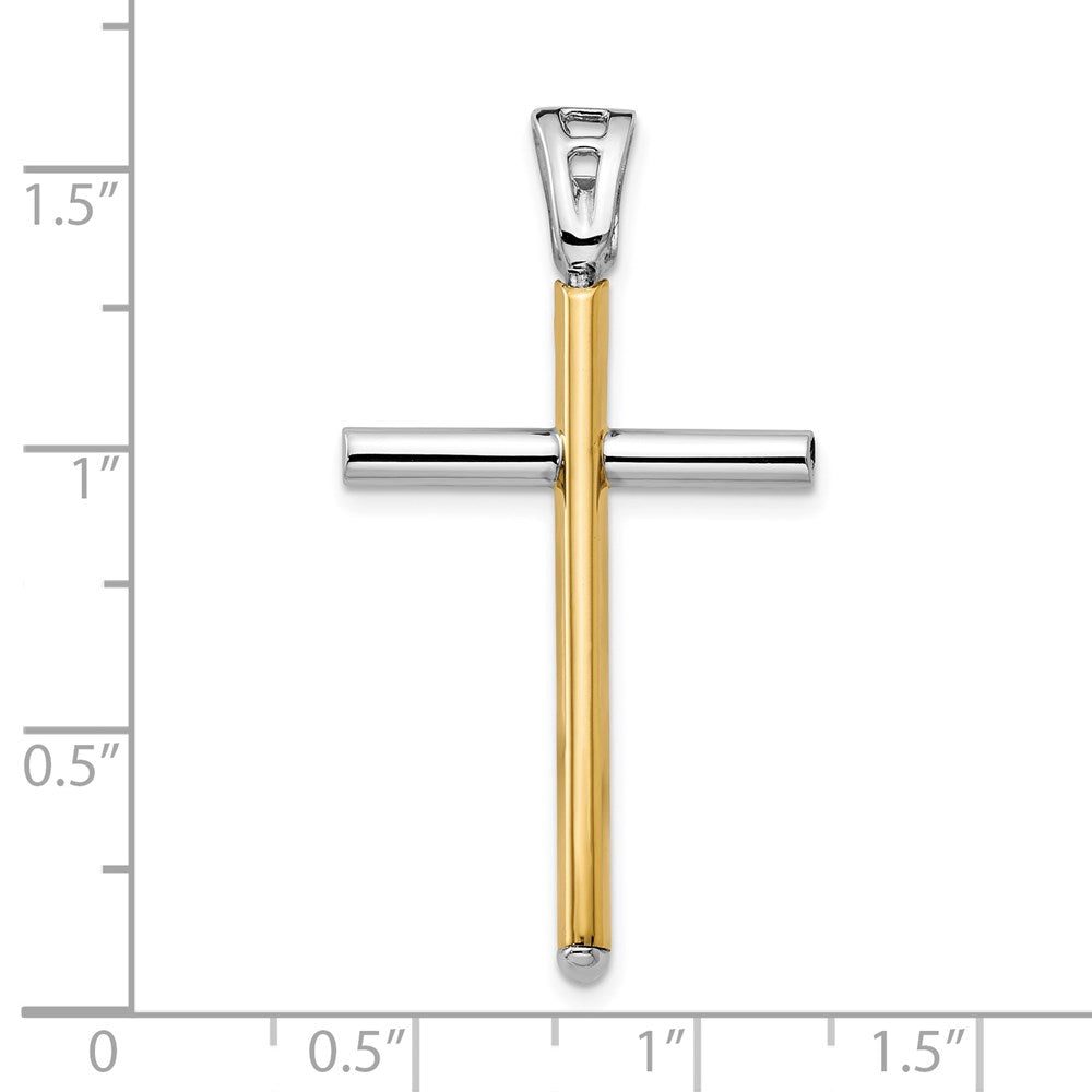 14K Two-tone Polished Cross Pendant