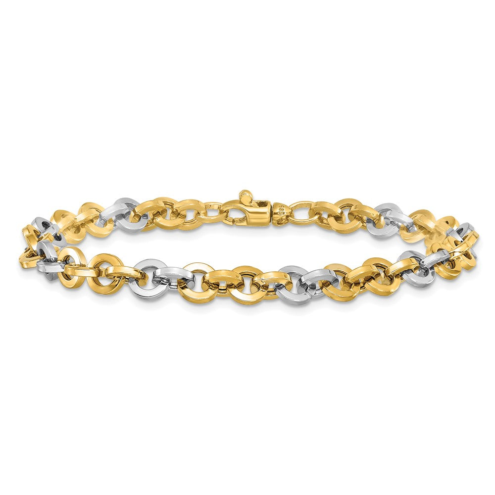 14K Two-tone Polished Link Bracelet