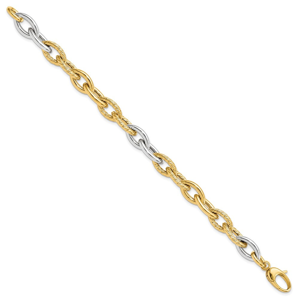 14K Two-tone Polished Fancy Link Bracelet