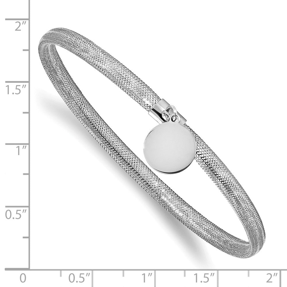14K with White RH-plating Stretch with Dangle Charm Bracelet