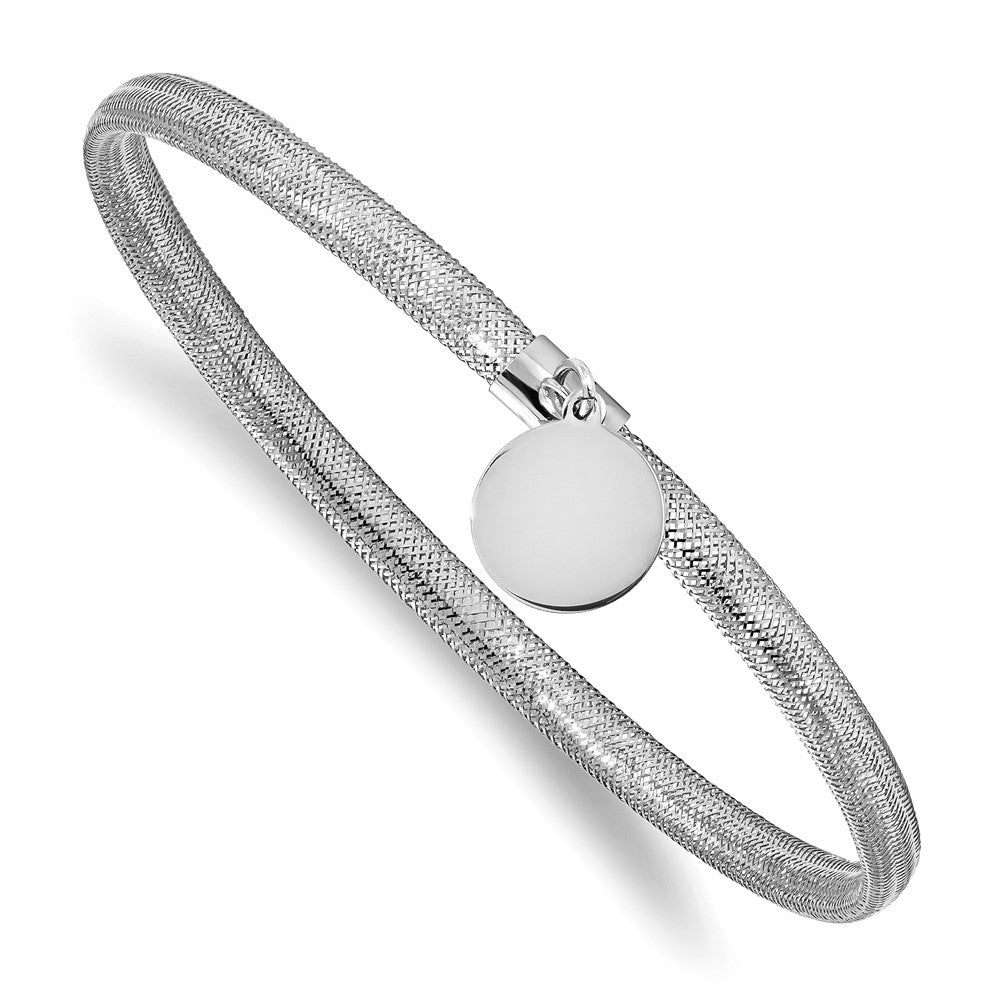 14K with White RH-plating Stretch with Dangle Charm Bracelet