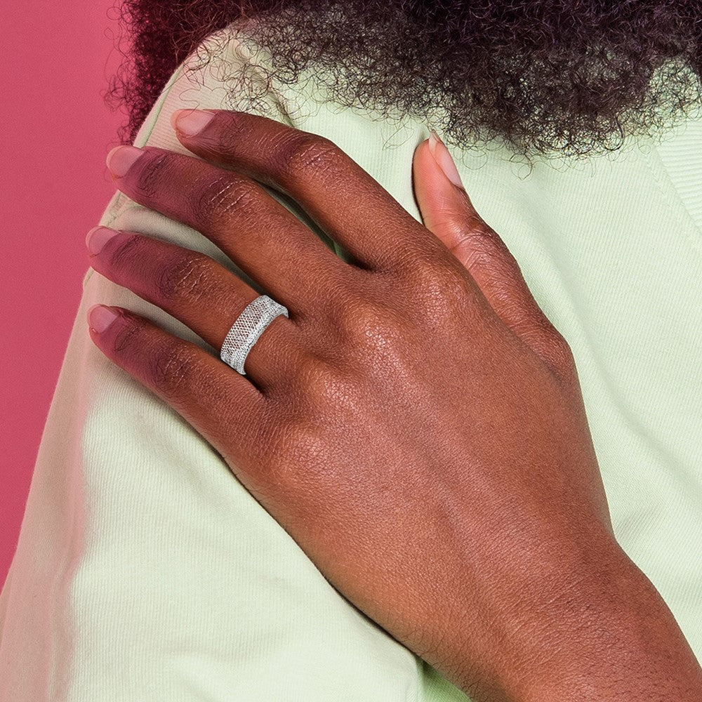 14K with White Rhodium-plating Stretch Ring
