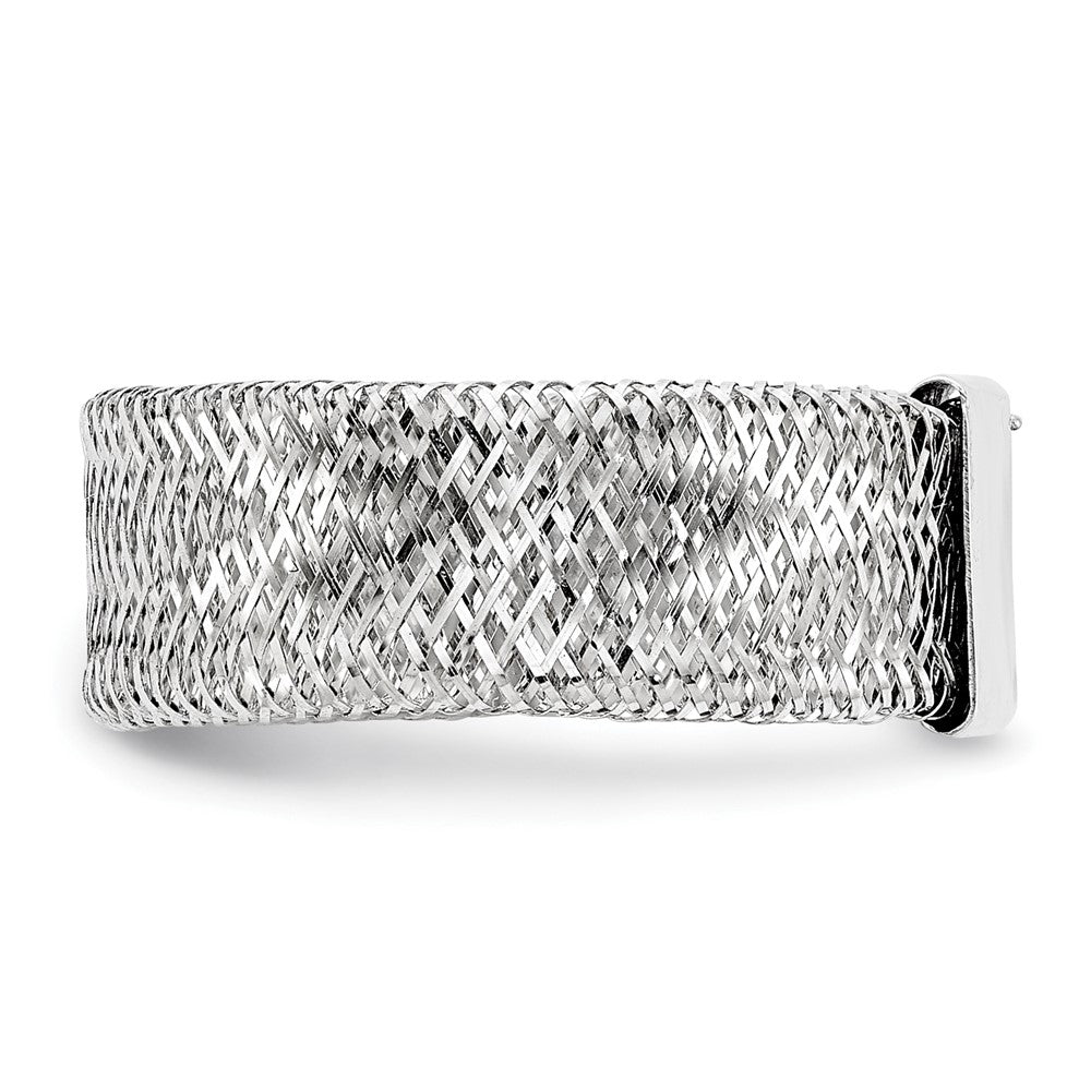 14K with White Rhodium-plating Stretch Ring