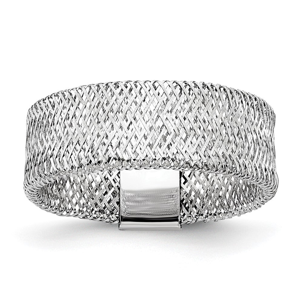 14K with White Rhodium-plating Stretch Ring