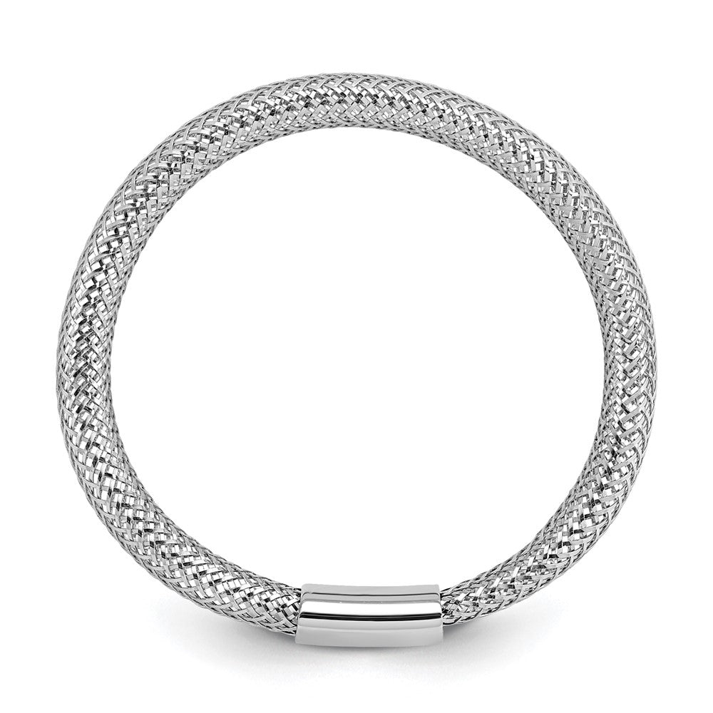 14K Mesh Ring Rhodium Plating over a Yellow Gold Base