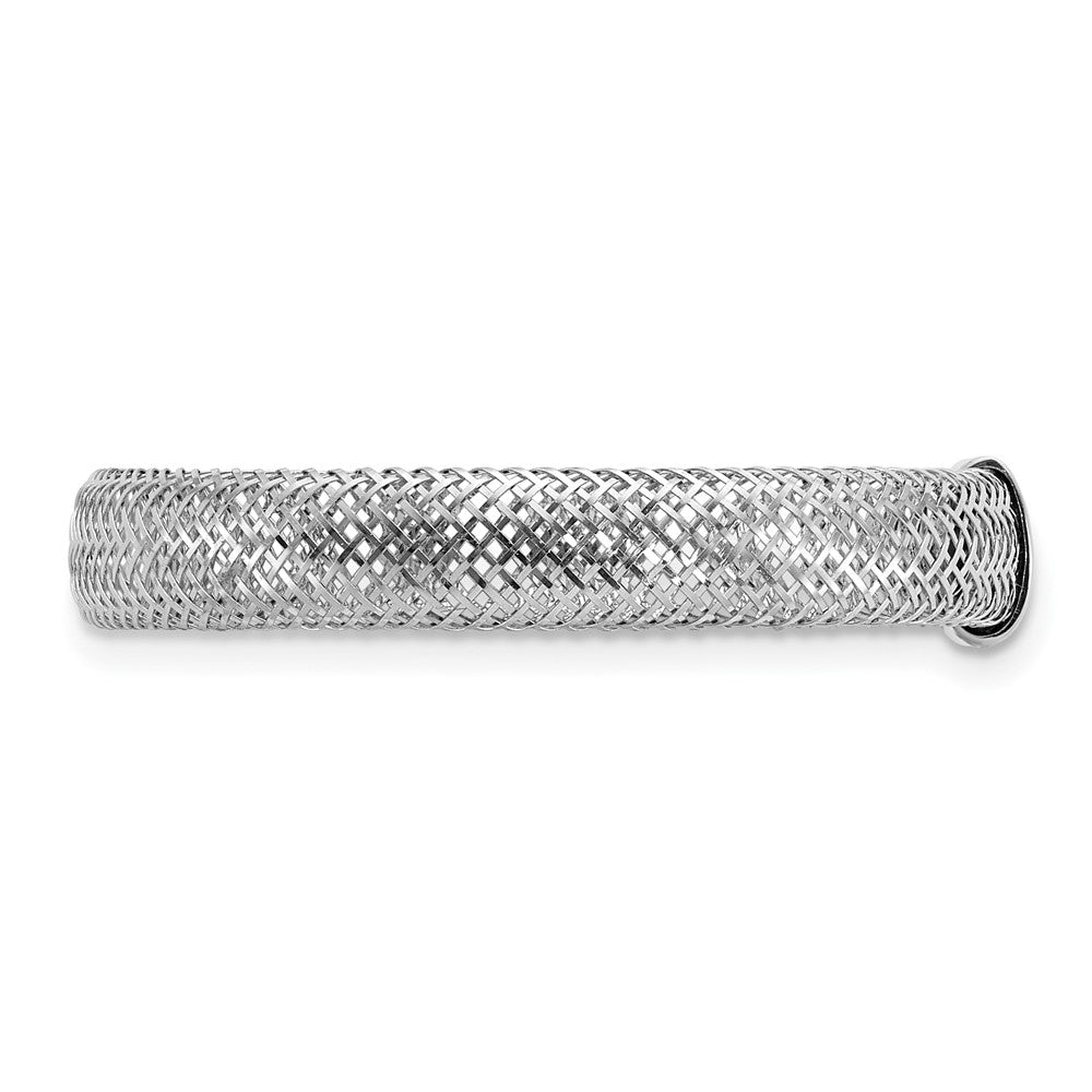 14K Mesh Ring Rhodium Plating over a Yellow Gold Base
