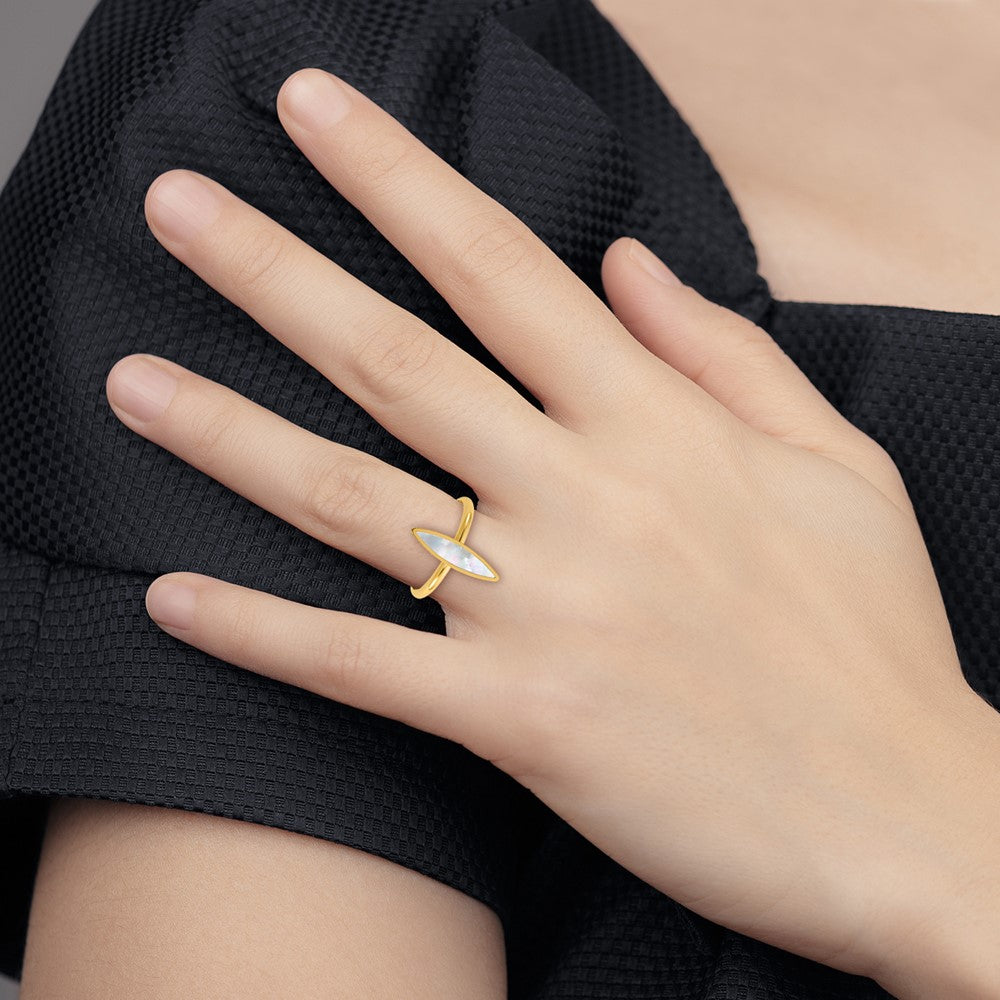14K Polished Mother of Pearl Fancy Ring