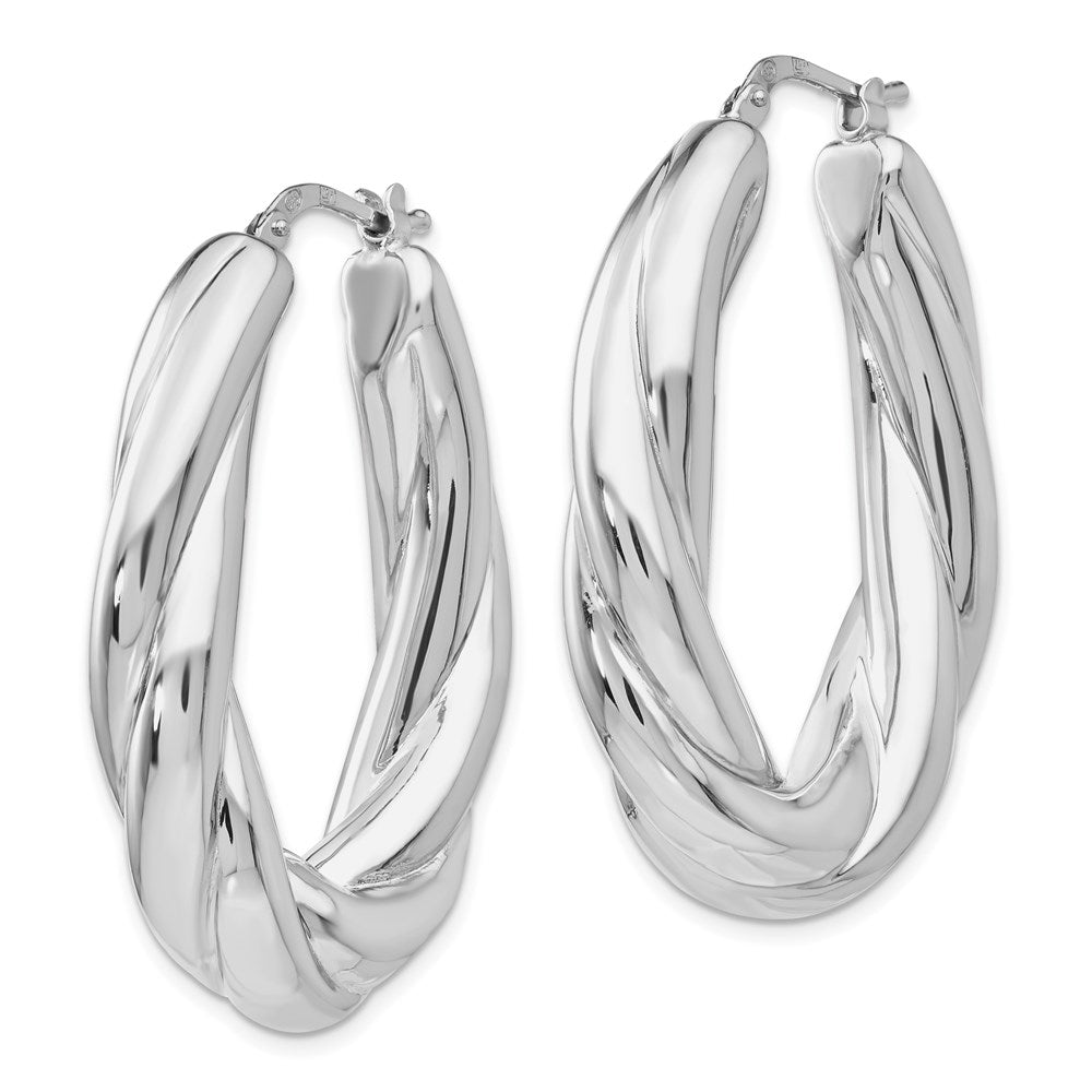 Sterling Silver Rhodium-plated Polished Hoop Earrings