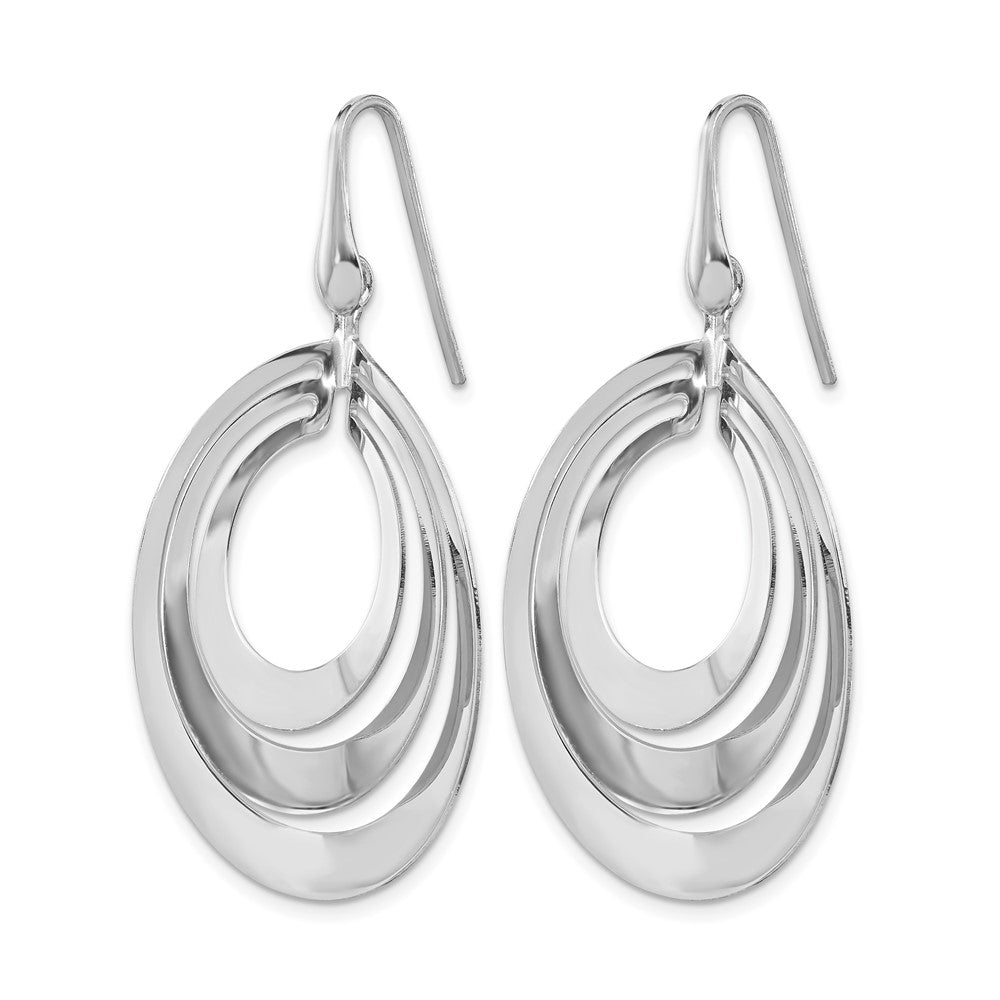 Sterling Silver Rhodium-plated Polished and Brushed Dangle Earring