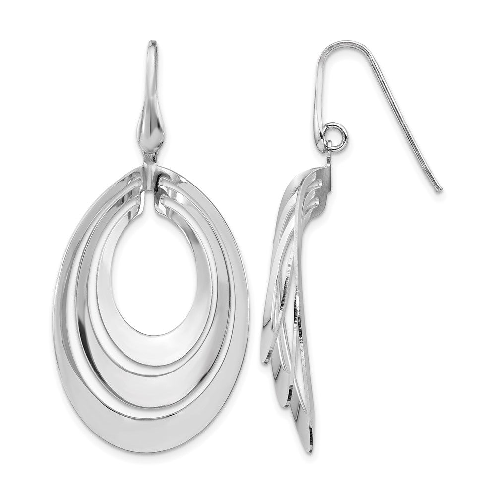 Sterling Silver Rhodium-plated Polished and Brushed Dangle Earring