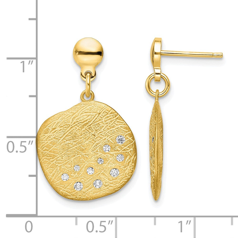 Sterling Silver Radiant Essence Gold-plated CZ Dangle Earrings