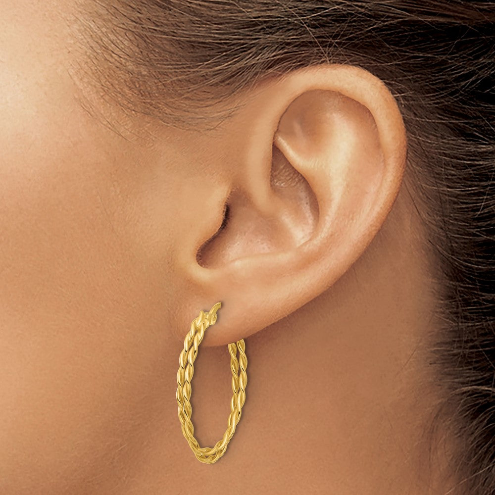 Sterling Silver Gold-tone Polished Twisted Lrg Oval Hoop Earrings