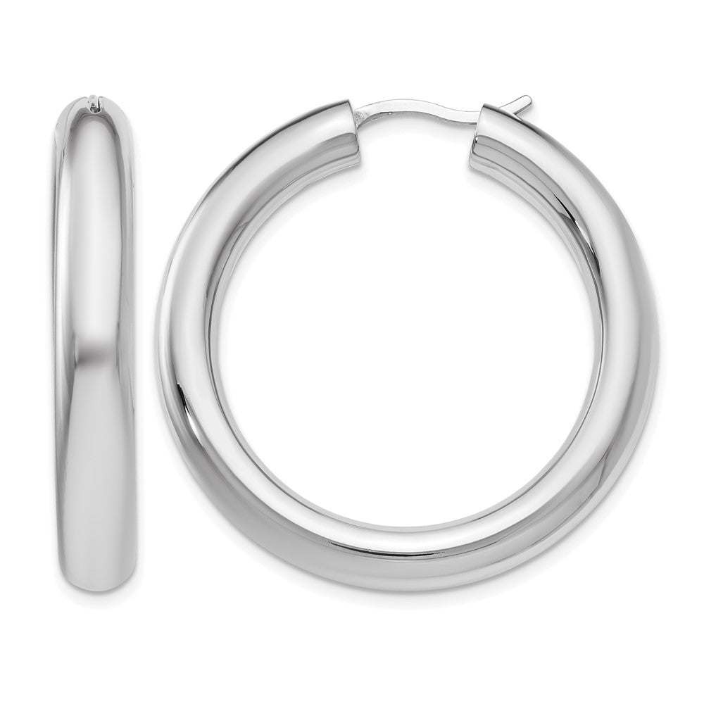 Sterling Silver Rhodium-plated 5mm Tube Earrings