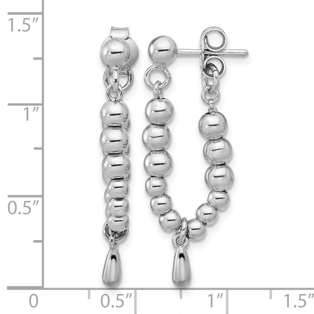 Sterling Silver Rhodium-plated Ball Dangle Post Earrings
